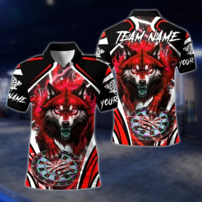 Custom Mens Wolf Thunder Lightning Dart Polo Shirt, Custom Wolf Team Dart Shirts DAT0314