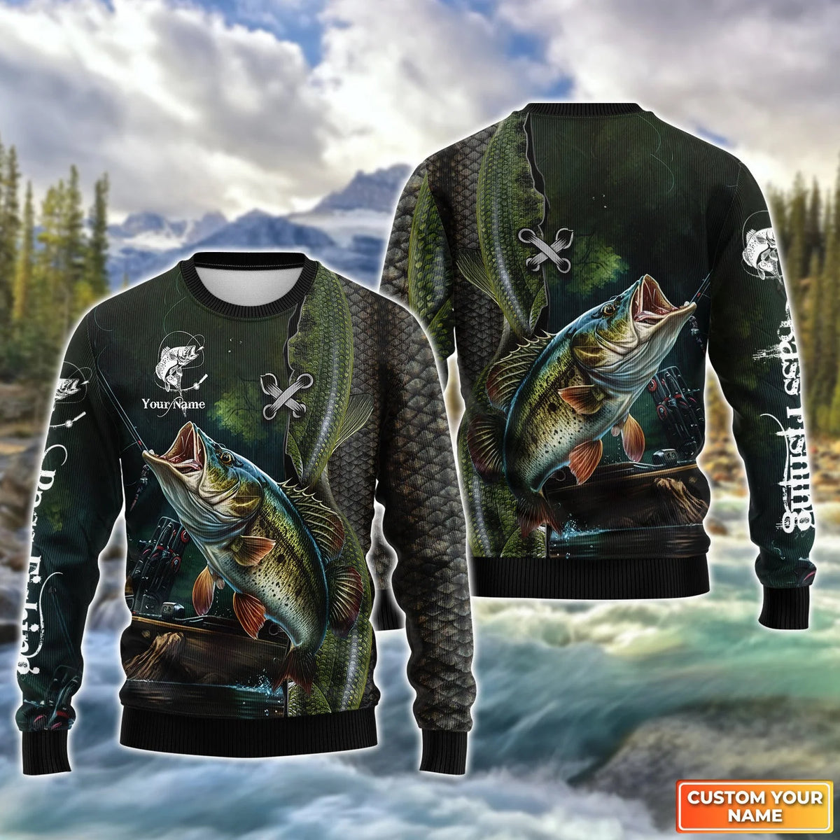 Bass Fishing Personalized Name 3D Full Print Shirts 09 FISH0063