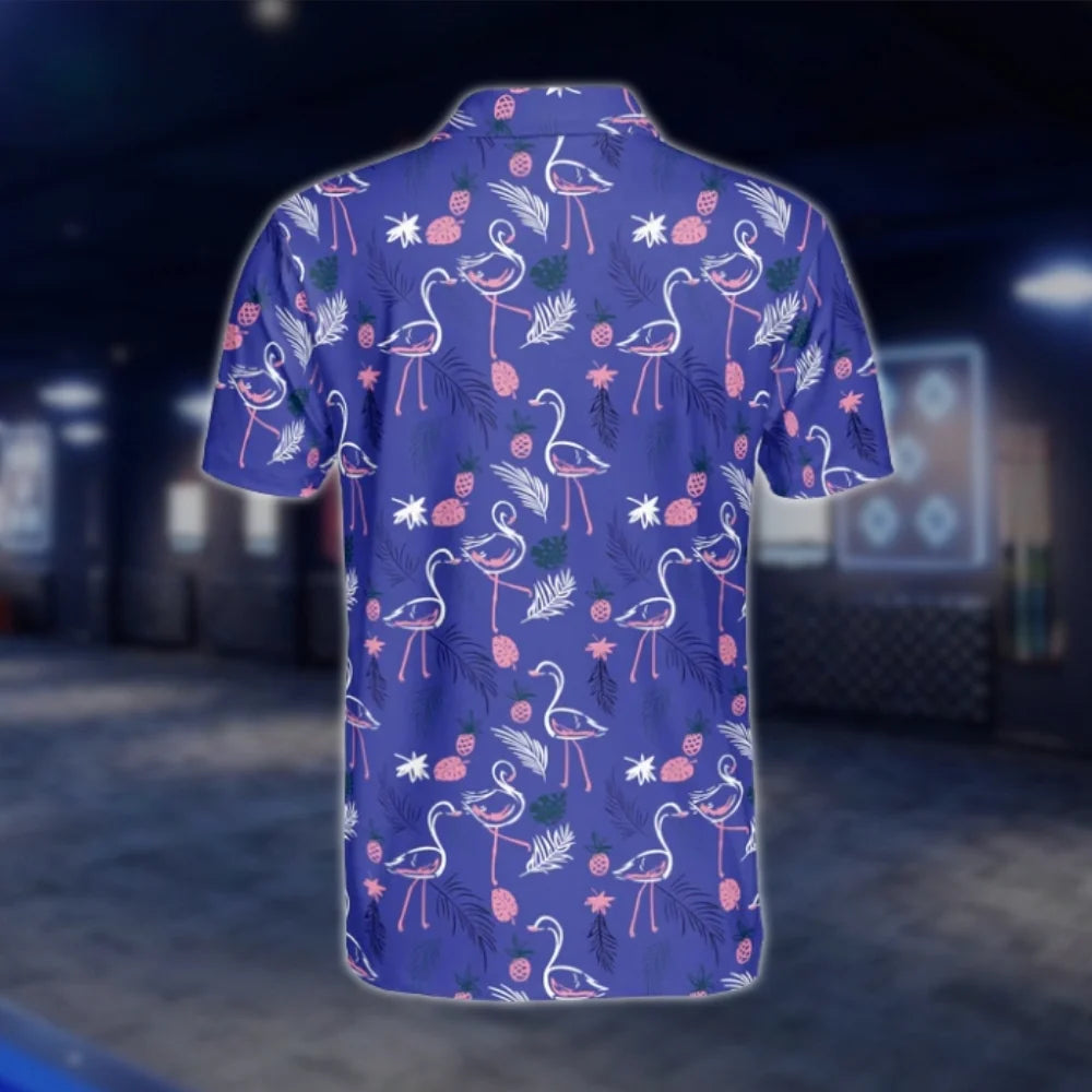 Flamingo Purple Golf Polo Shirts For Men, Flamingo Golf Shirt GOF0199