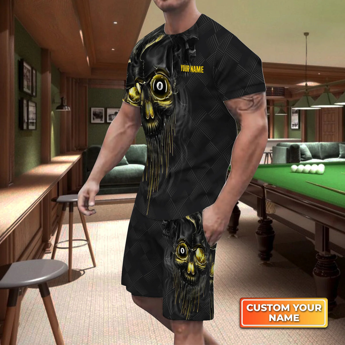 Pool Shut Up And Shoot Custom Name 3D Short Sleeve T-Shirt Men's Board Shorts ORN0274