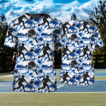 Aloha Pickleball Blue Hibiscus 3D Shirt - QB95 PKL0030
