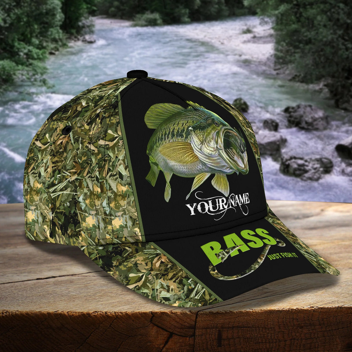 Bass Just Fish It - Personalized Name Cap FISH0249