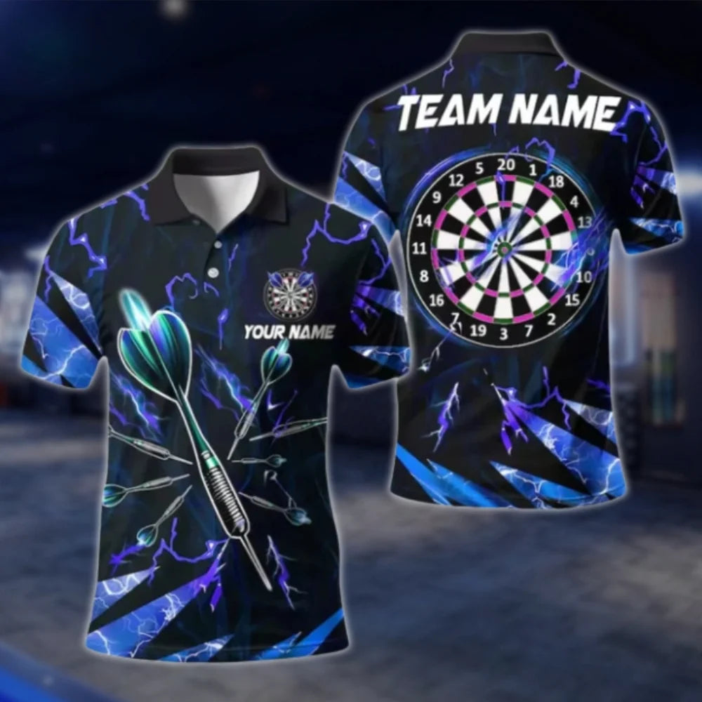 Custom Thunder Purple Mens Dart Polo Shirt, Custom Team Thunder Darts Shirts DAT0390