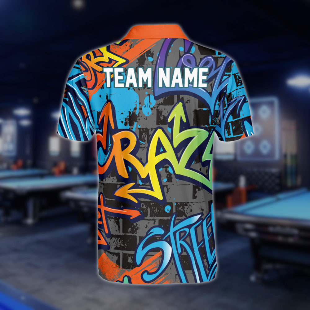 Shut Up And Shoot Custom Graffiti 8 Ball Billiard Polo Shirt Mens, Custom Funny 8 Ball Pool Team Shirts BLD0117