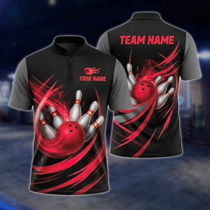 Personlized Team  Black And Cyan Bowling Jersey For Men, Custom Bowling Shirt BZ0764 BOW0153