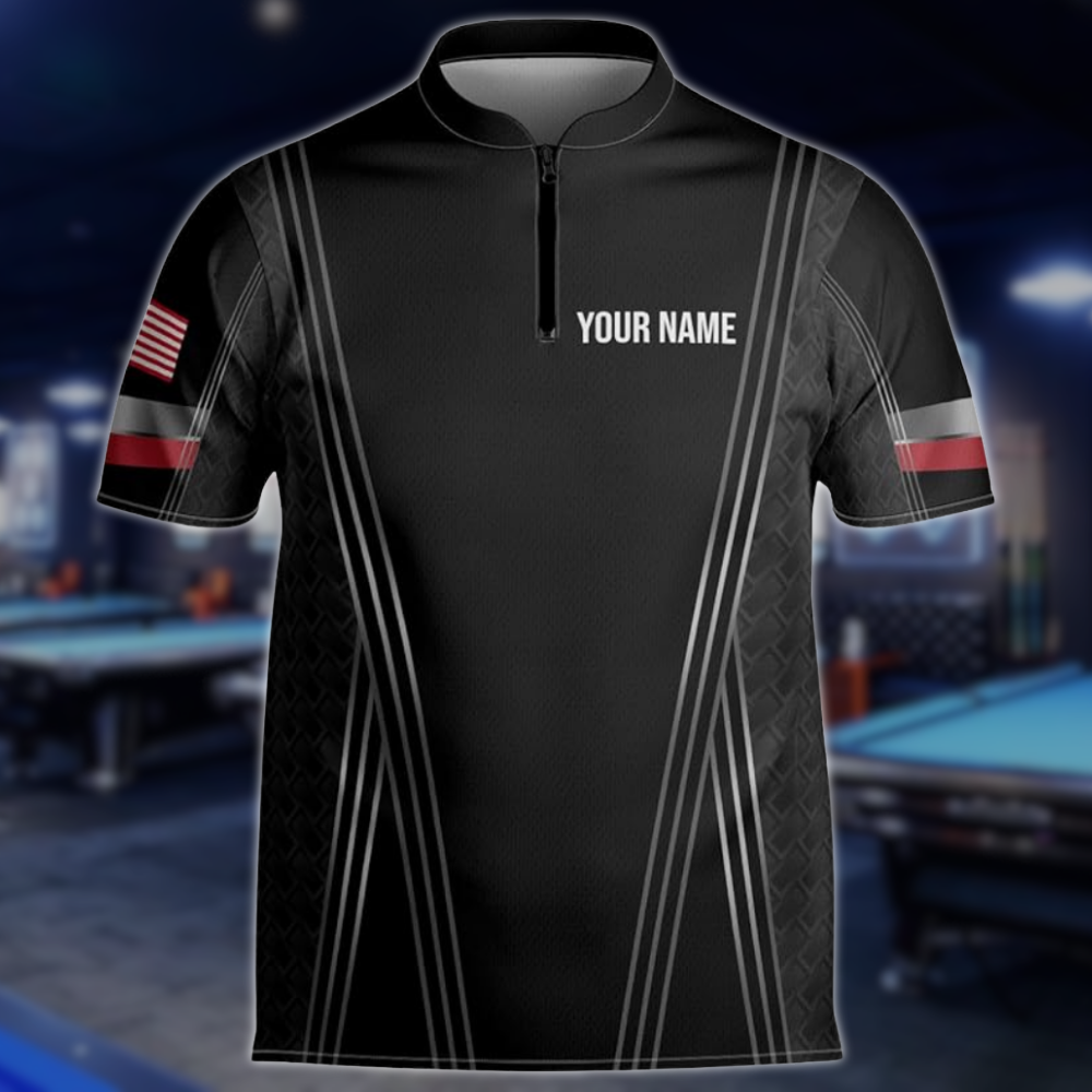 Custom Billiard Team Jersey Shirts For Men, Custom Black Pool Billiard Shirts BLD0265