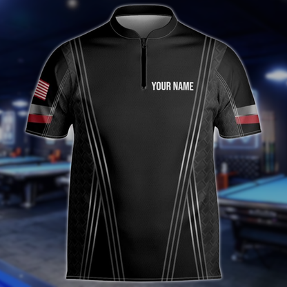 Custom Billiard Team Jersey Shirts For Men, Custom Black Pool Billiard Shirts BLD0265