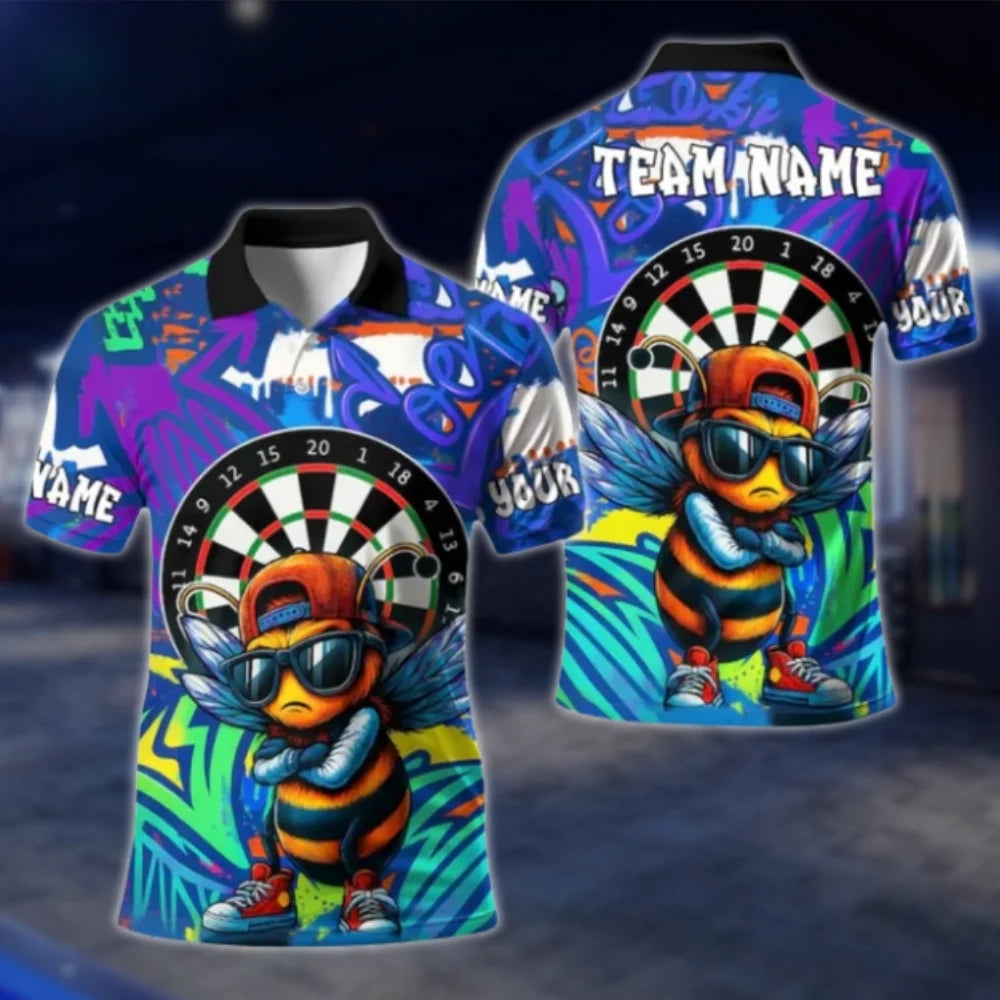 Funny Bee Custom Mens Dart Polo Shirt, Custom Bee Dart Team Shirts DAT0382