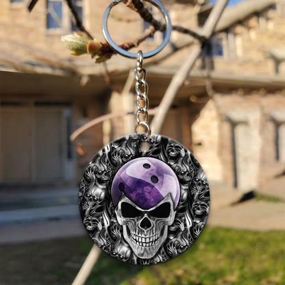 Purple Skull Bowling Ball Keychain ORN0161