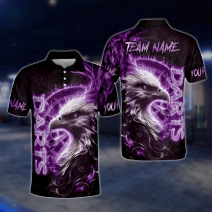 Custom Eagle Blue Lightning Dart Polo Shirt For Men, Custom Eagle Darts Team Shirt DAT0444