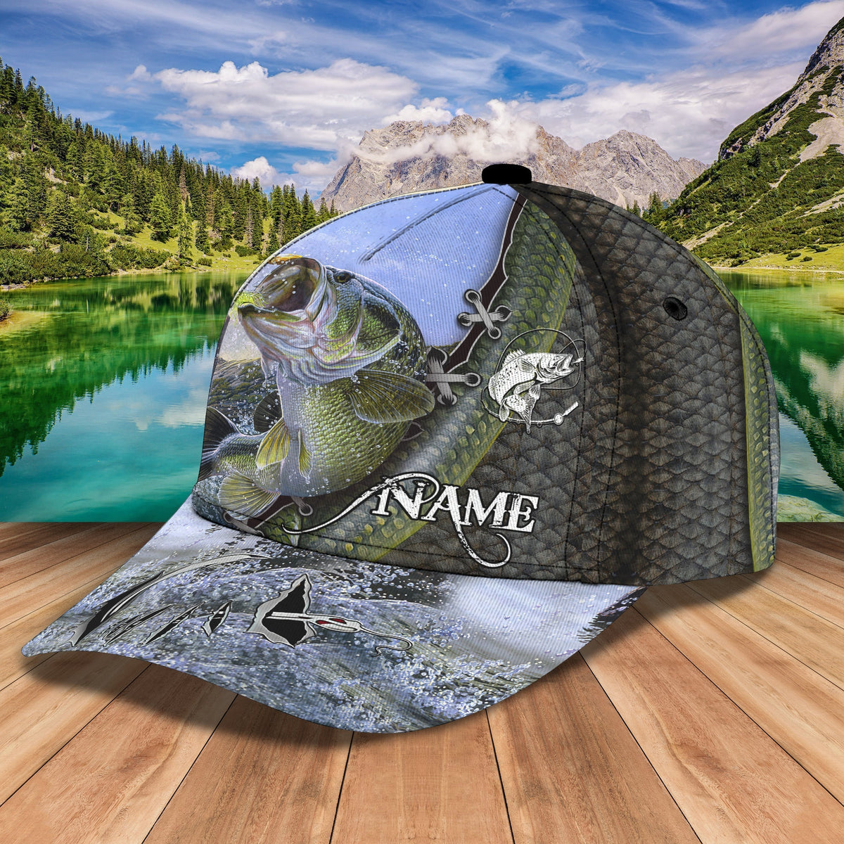 Bass Fishing - Personalized Name Cap 9 FISH0300