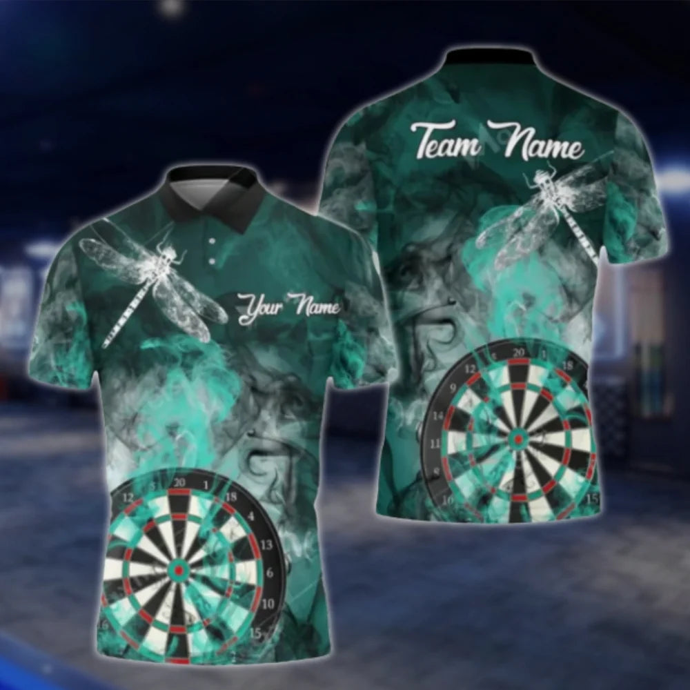 Custom Dragonfly Blue Darts Polo Shirt For Men, Personalized Dragonfly Darts Team Shirts DAT0329