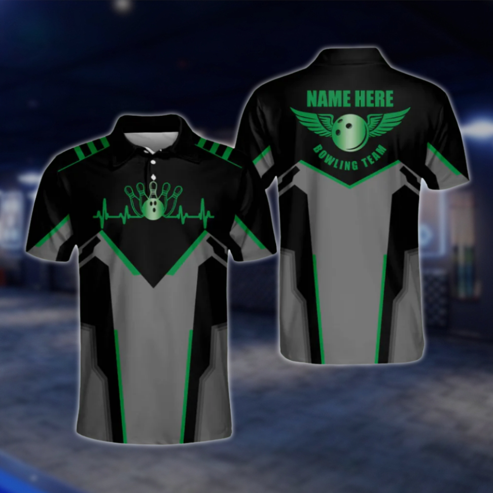 Personalized Black Purple Polo Bowling Team Shirts Men, Custom Bowling Shirts BM0010 BOW0494