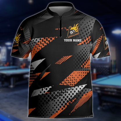 Custom Billiard Team Jersey For Mens, Custom Black And Cyan Pool Billiard Shirts BLD0237
