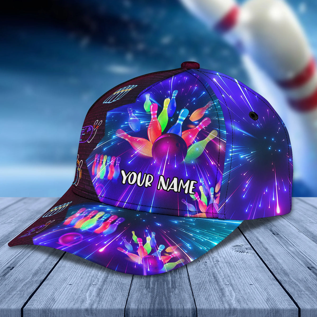 Bowling Party Neon Personalized Name Classic Cap QB95 ORN0269