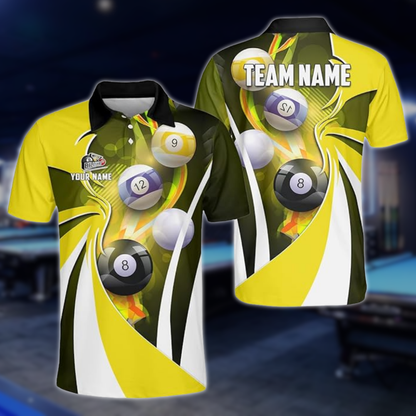 Custom Team Green Billiard Polo Shirt Mens, Custom Pool Billiard Shirts BLD0254