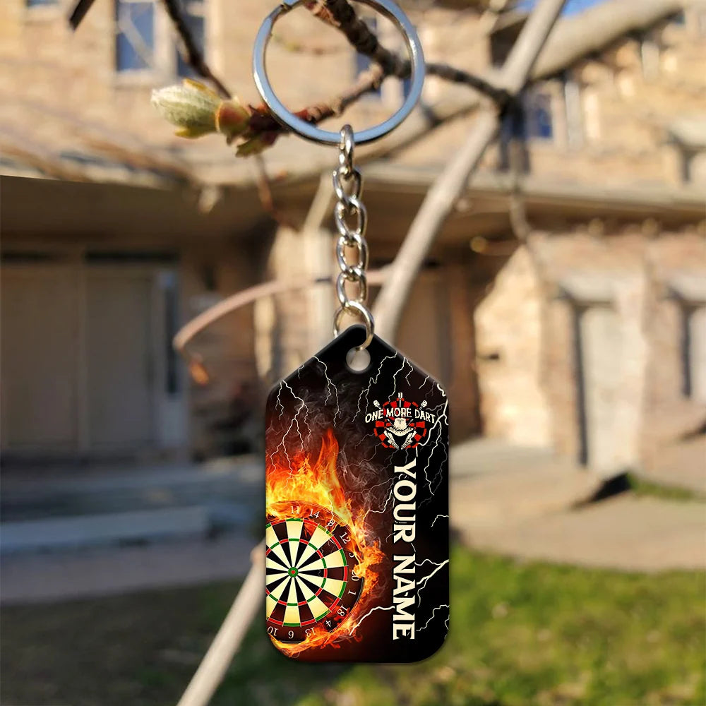Thunder Flame Bullseye Dartboard Personalized Name 3D Dragon And Darts Keychain For Dart Team Player ORN0183