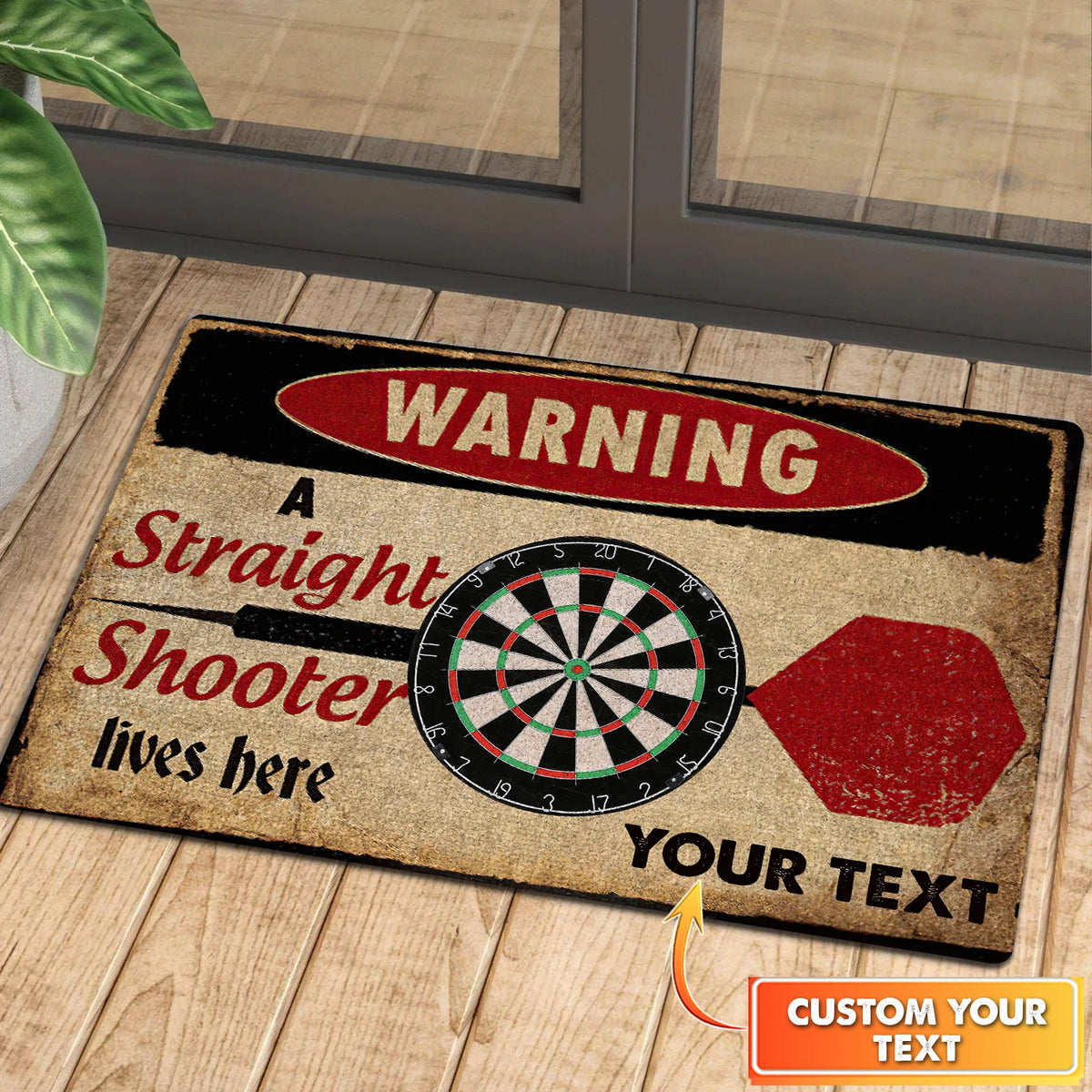 Warning A Straight Shooter Lives Here Personalized Doormat Gift For Darts Player ORN0148
