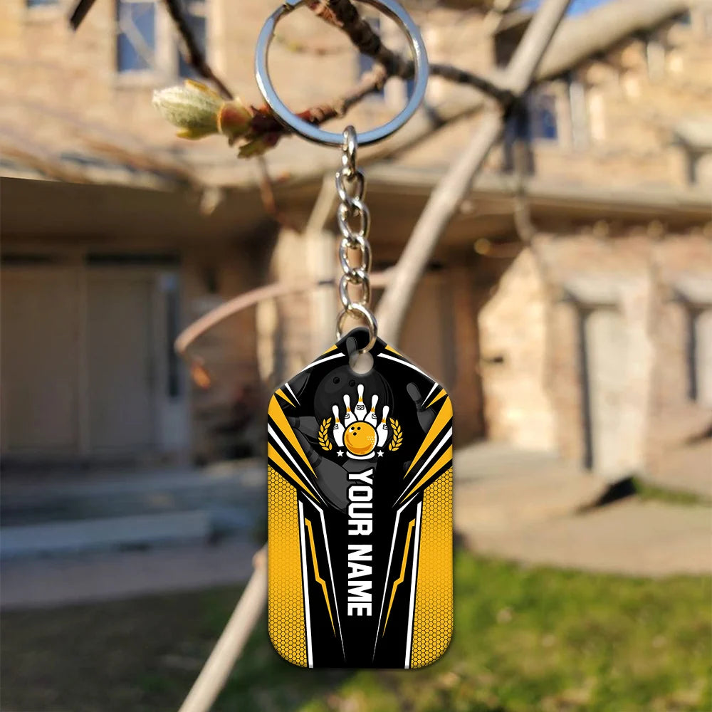 Yellow Bowling You Don't Have To Be Crazy Personalized Name 3D Keychain Gift For Bowler ORN0190