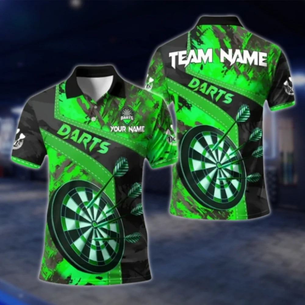 Custom Team Red Grunge Darts Polo Shirt Mens, Custom Dart Shirts For Team DAT0399