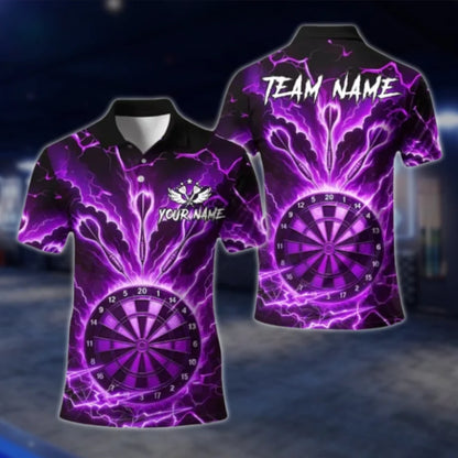 Custom Thunder Cyan Dart Polo Shirt For Men, Custom Team Thunder Darts Shirts DAT0370