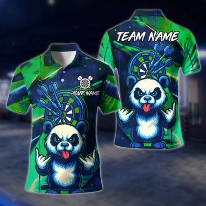 Custom Panda Funny Darts Polo Shirt For Men, Custom Team Panda Dart Shirts DAT0412