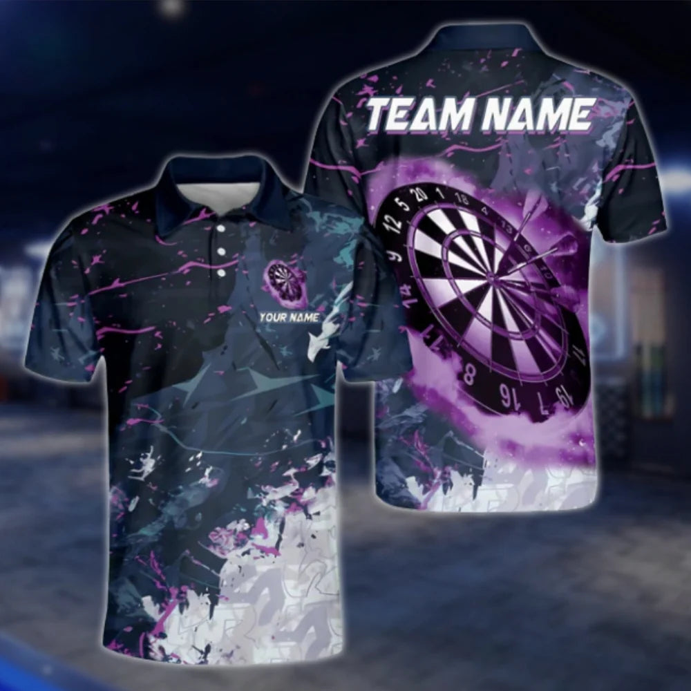 Custom Team Blue Grunge Dart Polo Shirt, Custom Dart Shirts DAT0442