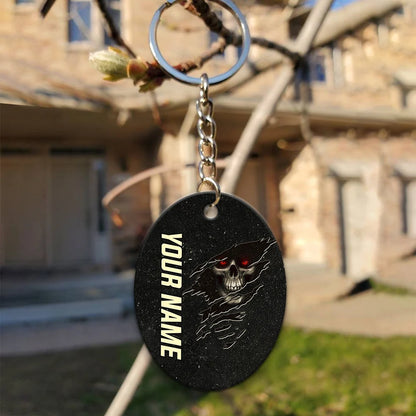 Skull Pool 8 Ball I'm Here To Break Your Balls Personalized Name Keychain Gift For Billiard Players ORN0200