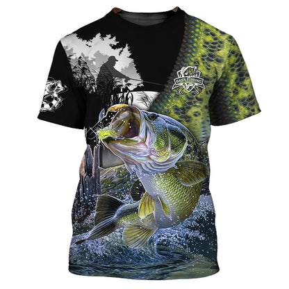 Bass Fishing Shirt Bass Shirts for Men Fish 3D Printed Green Fishing Hoodie Tshirt FISH0023