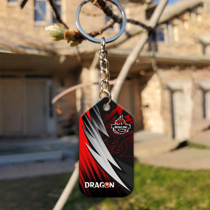 Dragon Team Red Bowling Ball On Fire Personalized Name 3D Keychain ORN0164