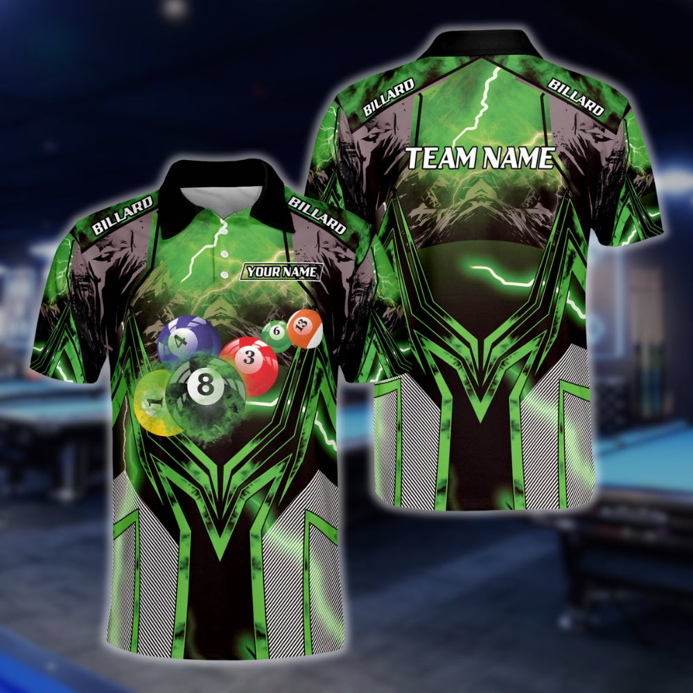 Custom Lighting Thunder Billiard Men Polo Shirts, Custom Pool Billiard Team Shirts BLD0226
