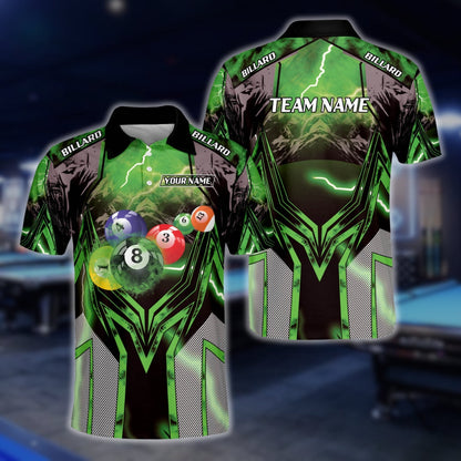 Custom Lighting Thunder Billiard Men Polo Shirts, Custom Pool Billiard Team Shirts BLD0226