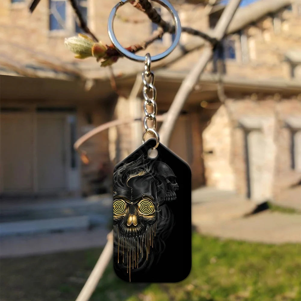 Shut Up And Bowl Golden Skull Keychain Gift For Bowler ORN0160