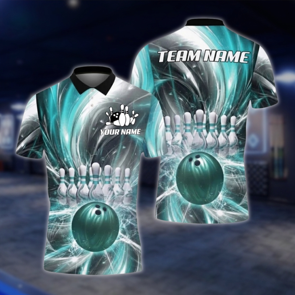 Personalized Lightning Purple Polo Bowling Team Shirts Men, Custom Team Bowling Shirt BZ0754 BOW0165