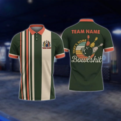 That's Some Bowlsh!t Custom Retro Bowling Mens Polo Shirt, Custom Funny Bowling Team Shirts BO0423 BOW0404