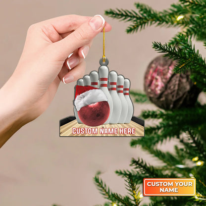 Red Bowling Ball And Roll Christmas Ornament Gift For Bowling Player ORN0087