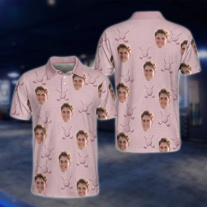 Custom Face Matching Couple Golf Polo Shirts, Custom Photo Matching Golf Shirts GOF0171