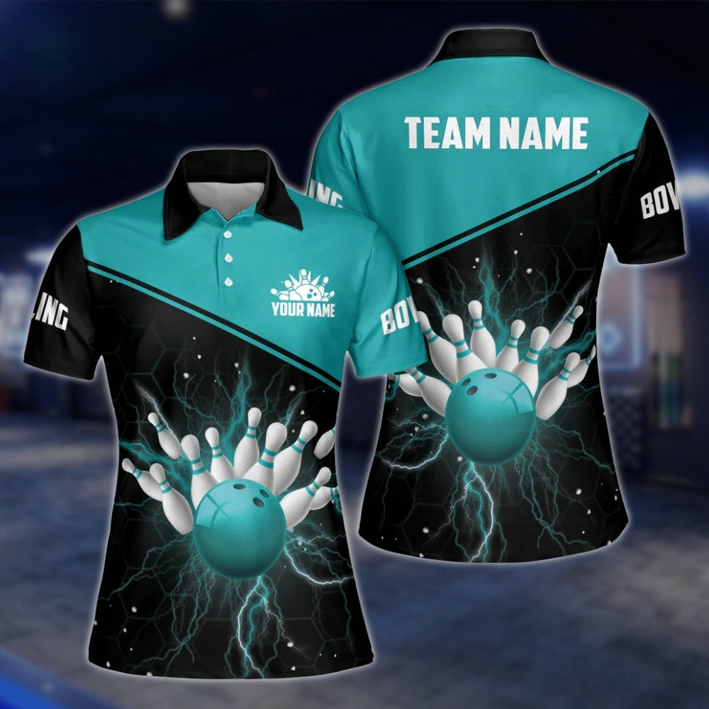 Custom Thunder Red Bowling Womens Polo Shirt, Custom Thunder Team Bowling Shirts For Ladies BW0149 BOW0211