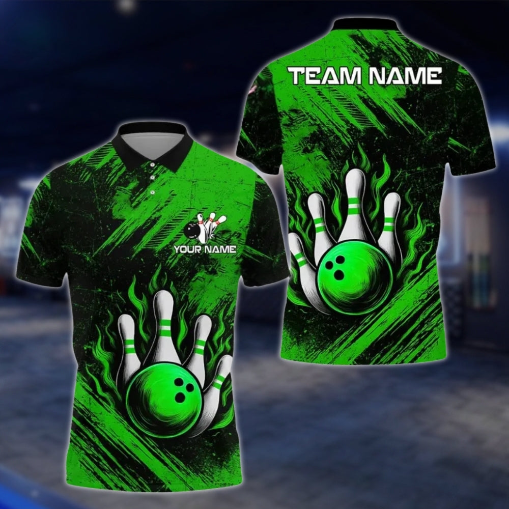 Custom Team Black And Blue Bowling Polo Shirt For Mens, Custom Bowling Shirts BE0118 BOW0385