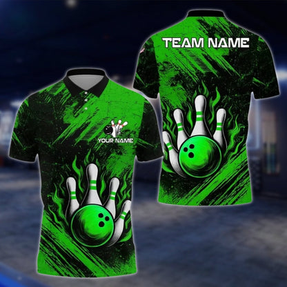 Custom Team Black And Blue Bowling Polo Shirt For Mens, Custom Bowling Shirts BE0118 BOW0385