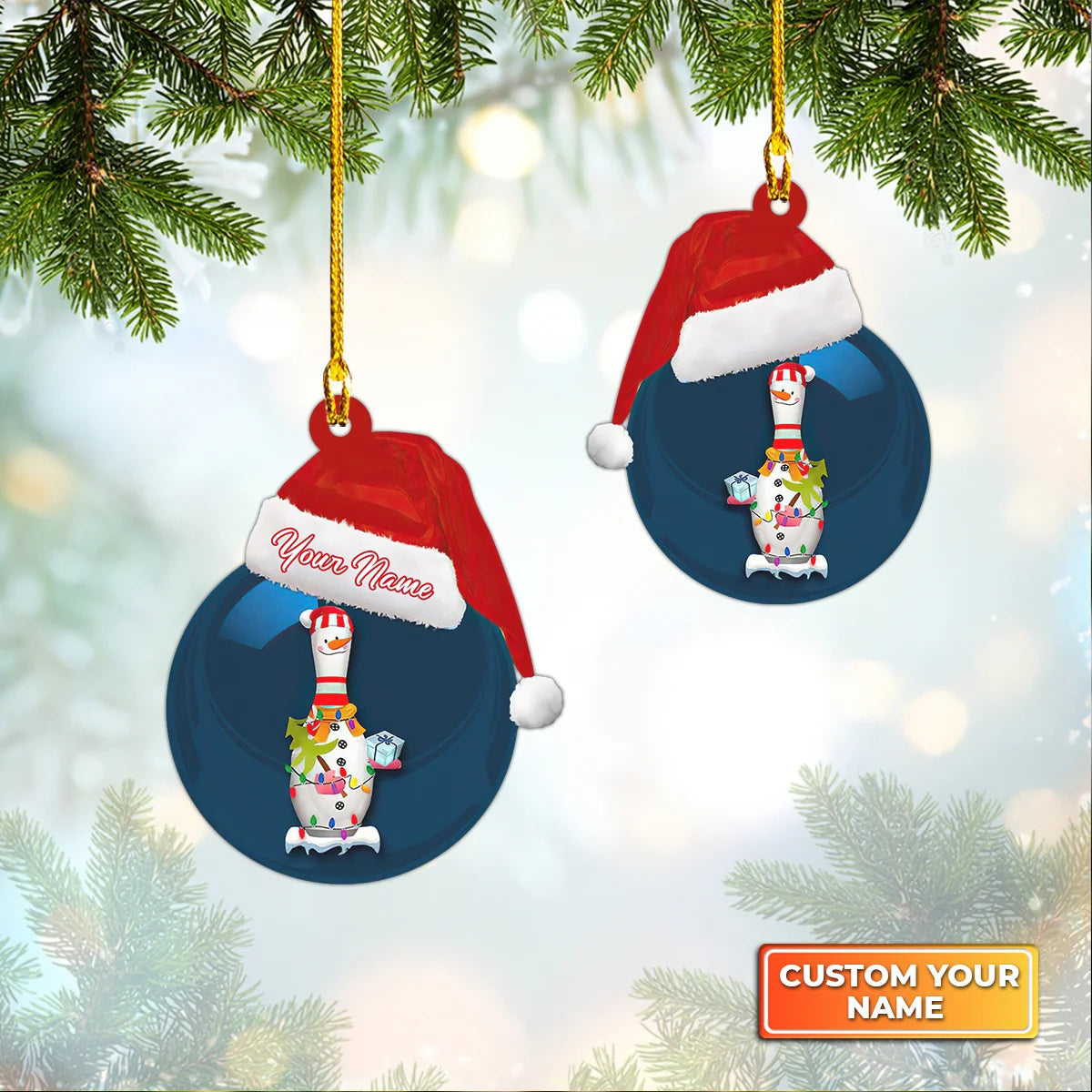 Bowling Christmas Ornament Bowling Keychain Tree Hanger Gift For Bowling Player ORN0096