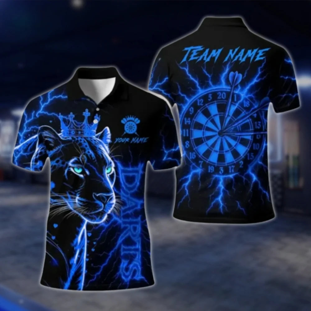 Leopard King Thunder Custom Mens Dart Polo Shirt, Custom Leopard Darts Shirts For Team DAT0308