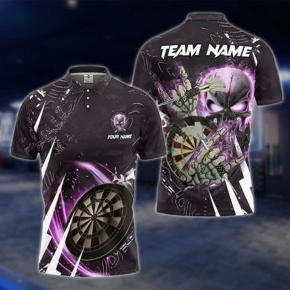 Custom Skeleton Dart Polo Shirt For Men, Custom Skull Darts Team Shirts DAT0432