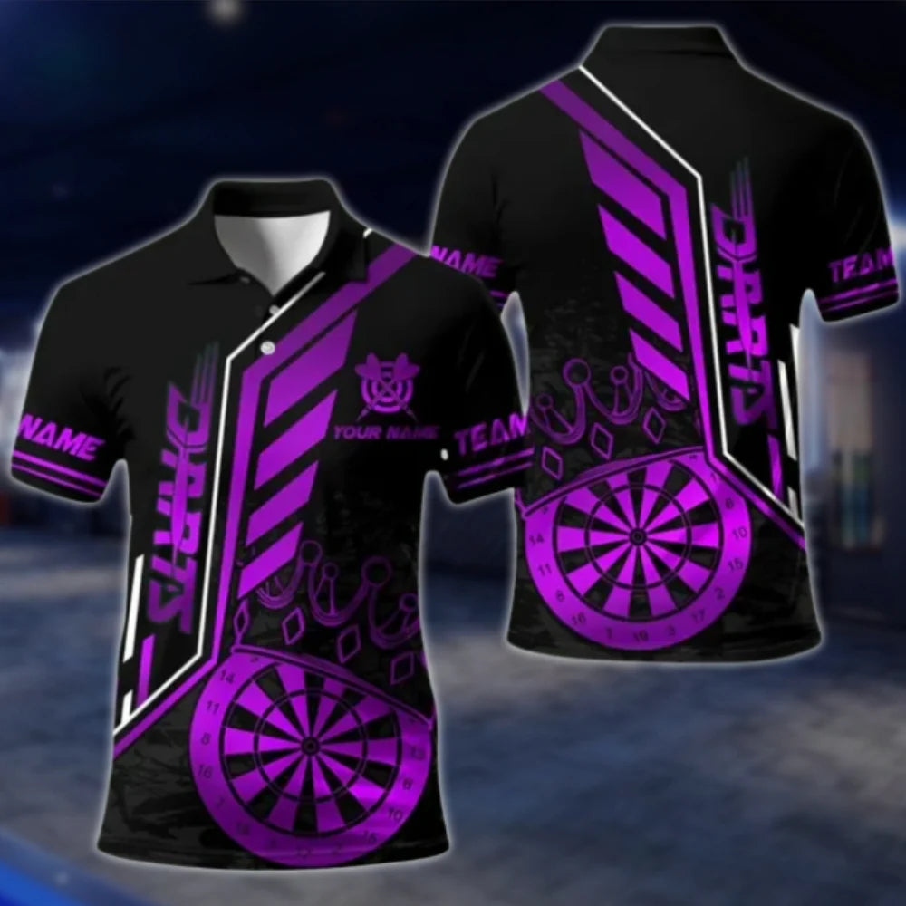 Custom Men's Black And Gold Darts Team Polo Shirt, Custom Dart Shirts DAT0385