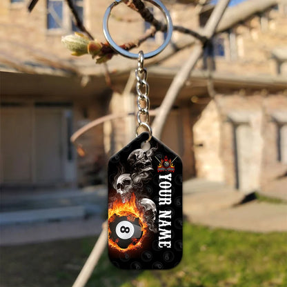 Skull Reaper Billiard Pool 8 Ball Hello Darkness My Old Friend Personalized Name Keychain Gift For Billiard Players ORN0211