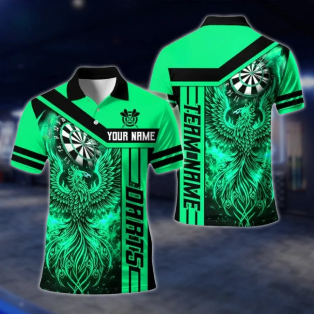 Phoenix Red Flame Custom Mens Darts Polo Shirt, Custom Phoenix Dart Team Shirts DAT0318
