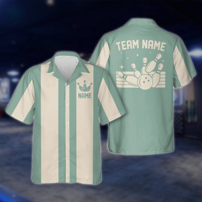 Custom Vintage Bowling Hawaiian Shirt For Men And Women, Black And Beige Custom Vintage Bowling Team Shirts BE0005 BOW0353