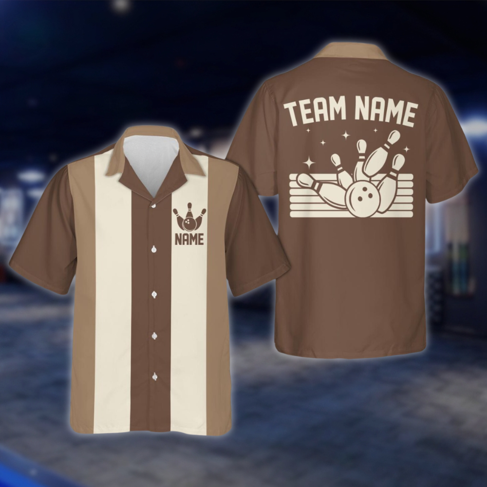 Personalized Blue Retro Bowling Hawaiian Shirt Men, Custom Retro Bowling Shirt For Team BE0219 BOW0151