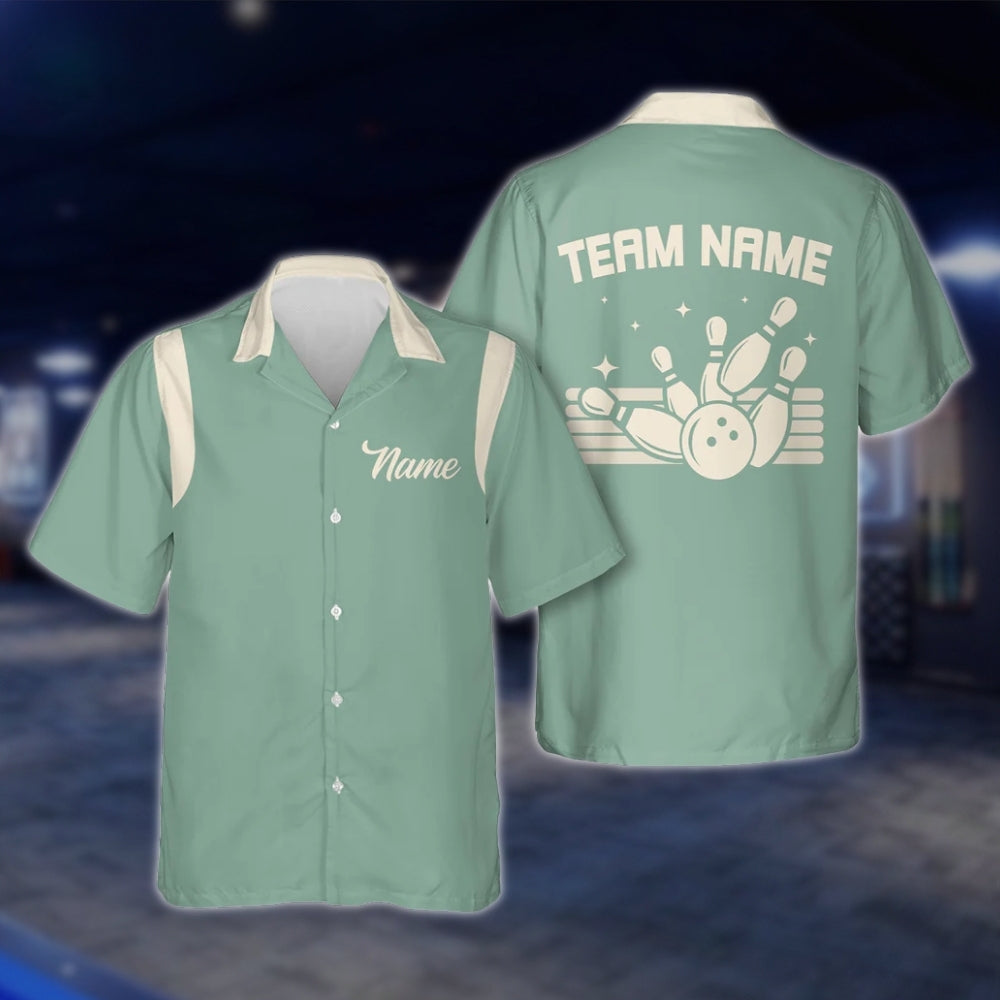 Blue Vintage Custom Bowling Hawaiian Shirts For Men And Women, Custom Team Vintage Bowling Shirts BE0055 BOW0359
