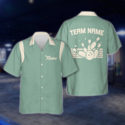 Blue Vintage Custom Bowling Hawaiian Shirts For Men And Women, Custom Team Vintage Bowling Shirts BE0055 BOW0359